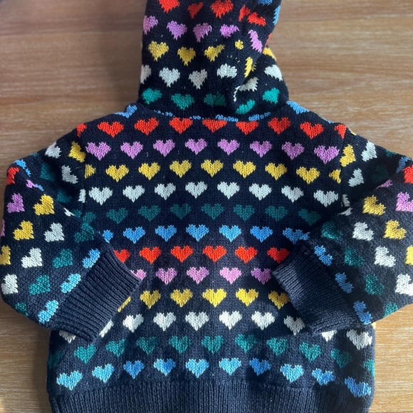 Primary Baby Rainbow Hearts cardigan Baby 6-12 months cotton with hood - Picture 3 of 7